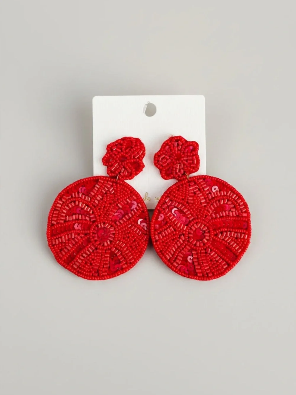 Jasmine Flower Beaded Earrings- Red